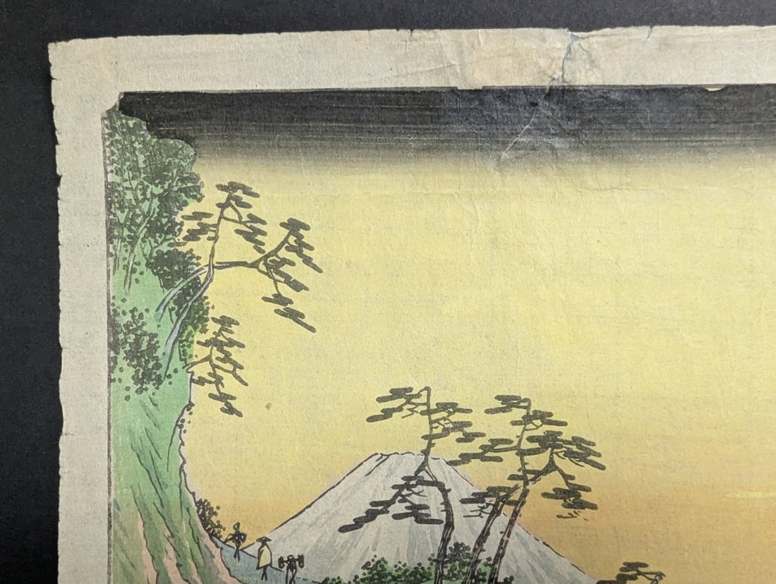 Original 19th Century Japanese Woodblock Print by Hiroshige 'Yui: Satta Pass' - 2