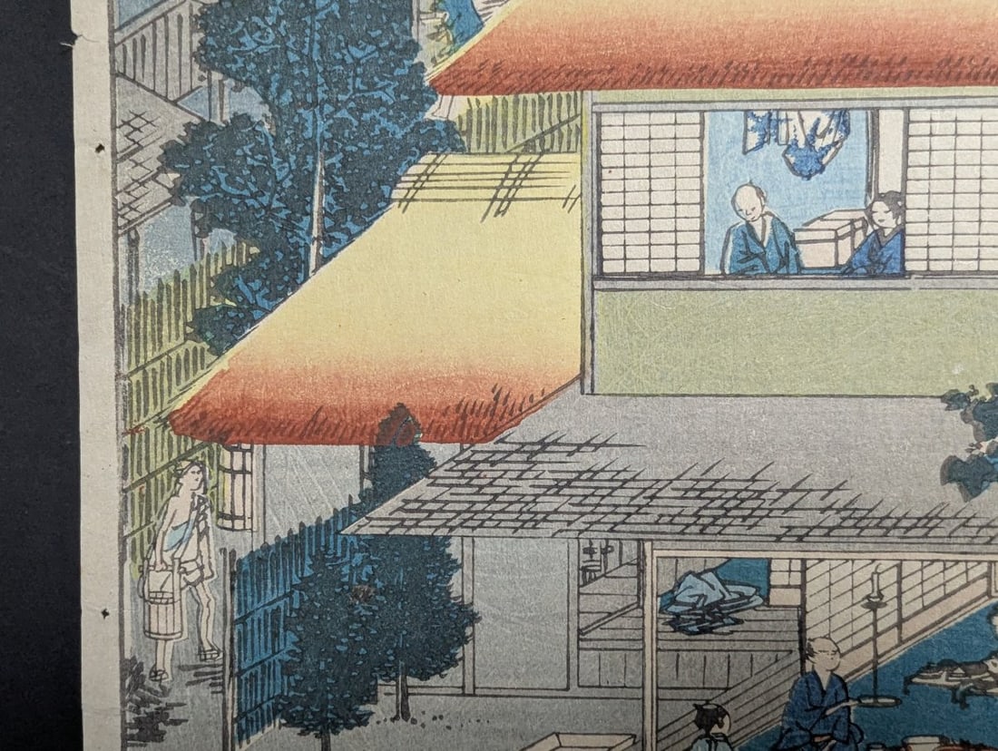 Original 19th Century Japanese Woodblock Print by Hiroshige, Ishibe Upright Tokaido - 4