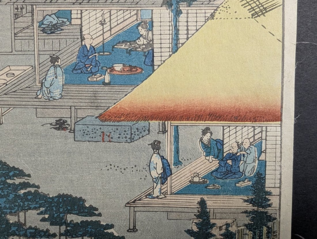Original 19th Century Japanese Woodblock Print by Hiroshige, Ishibe Upright Tokaido - 7