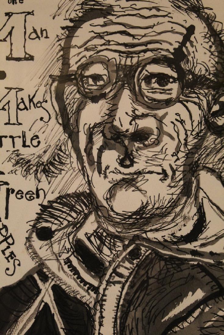 1970 Byron Randall Ink on Paper Portrait (1 of 5)