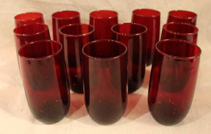 Vintage Ruby Red Glass Tumbler Glasses