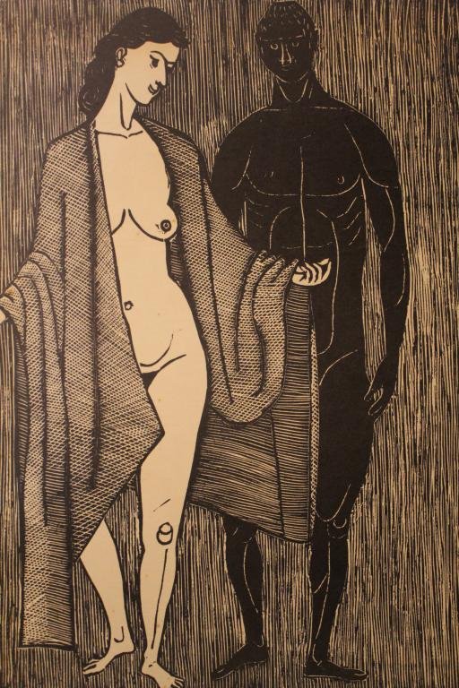 Gerhard Marcks (Ger.1889-1981) Exhibition Poster: Exhibition poster mounted to board from 1960. Marcks, faculty member of Walter Gropius' Bauhaus from its inception to its move from Weimar in 1925. Trimmed. Foxing mostly below the image.