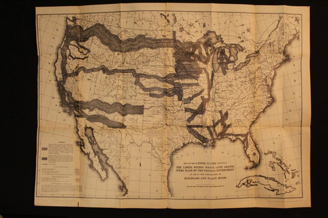 Antique Map US Rail Roads and Wagon Roads (1 of 8)
