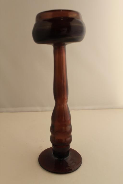 Erwin Eisch Free-Blown Studio Art Glass Goblet: Amethyst tone glass with iridescent finish. Engraved signature E Eisch and 1967 date to bottom. Eisch's pieces of the 1960s and '70s were rooted in functional forms such as the vase, the bottle, the p