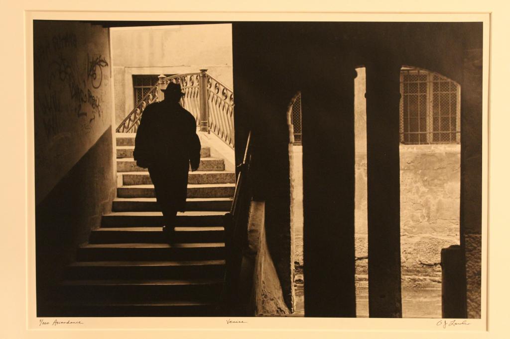 Greg J. Lawler (Wa.) Large B/W Photograph: "Ascendance, Venice". Silver gelatin on fiber base paper. Pen numbered 5/ 200, titled, and signed below image. Custom mat. 16" x 20"; 20" x 26" mat.