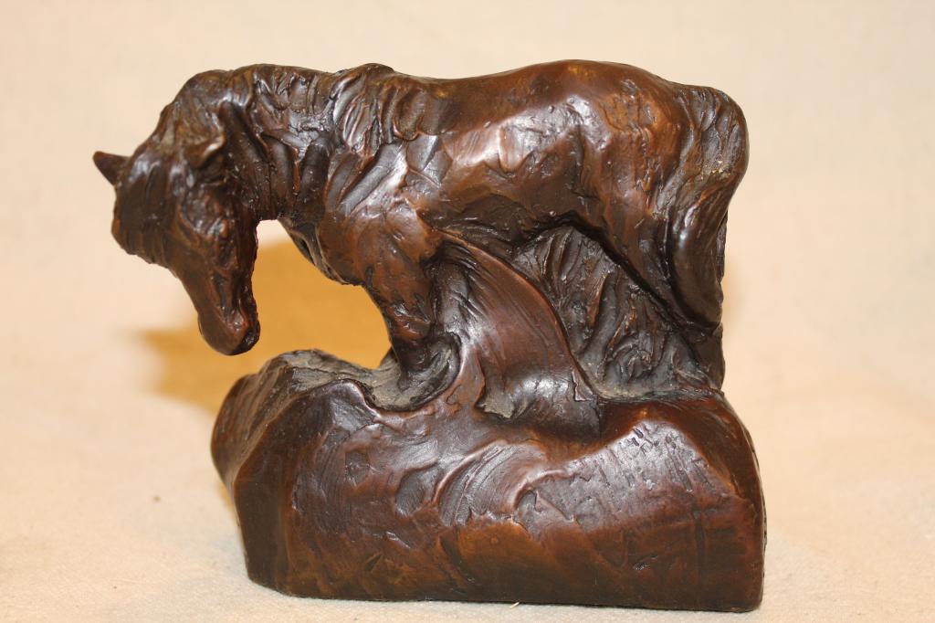 Mary Spurgeon (OK) Bronze Horse Sculpture: ACC foundry stamp. 4.25" H x 5" x 2.5" approx.