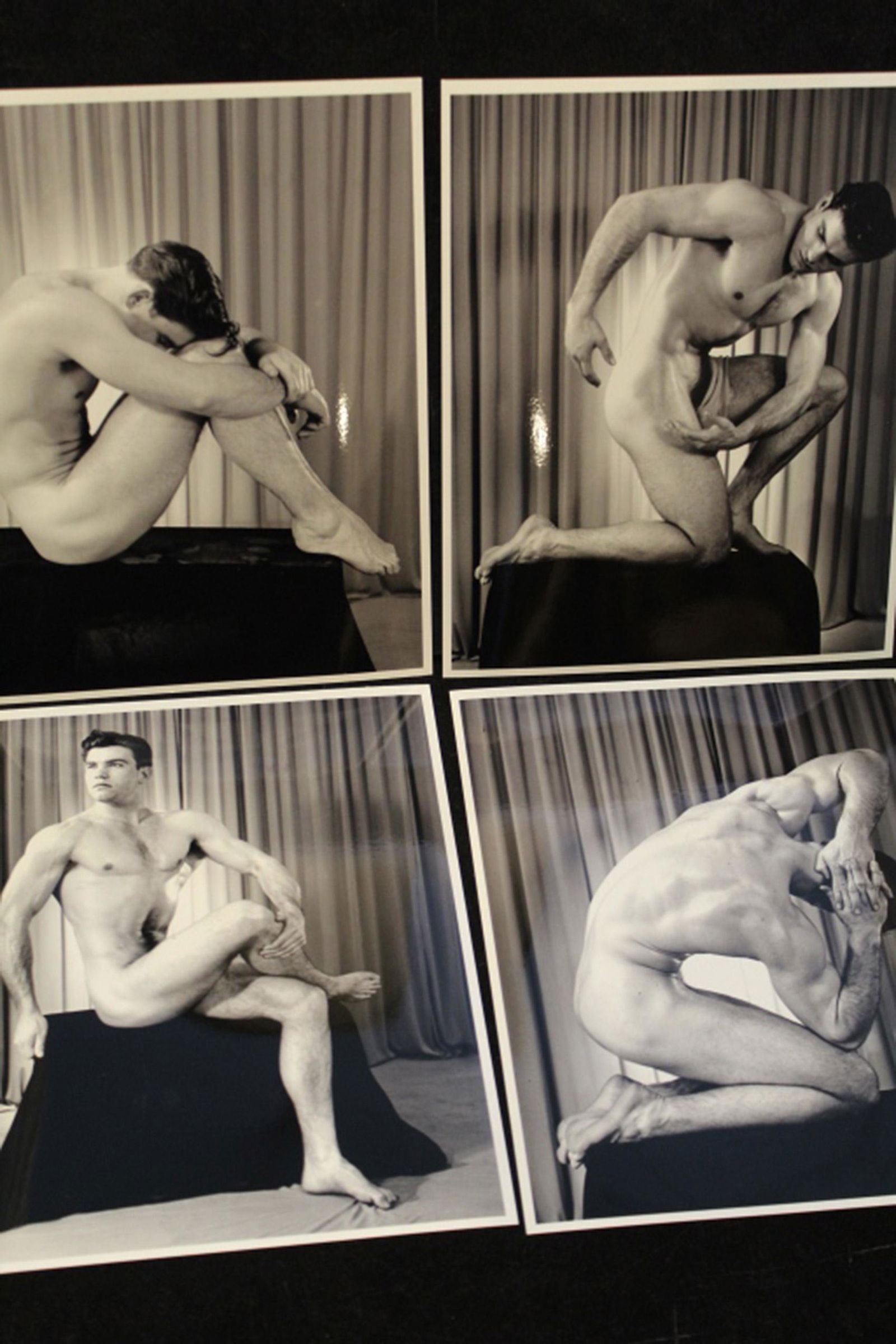 Western Photgraphy Guild Male Nude Photographs: Group of four 8" x 10" official WPG reprints using original Don Whitman 1950's negatives on gloss silver metallic paper. Western Photograpy Guild stamps to reverse of each. Four images of the same mod