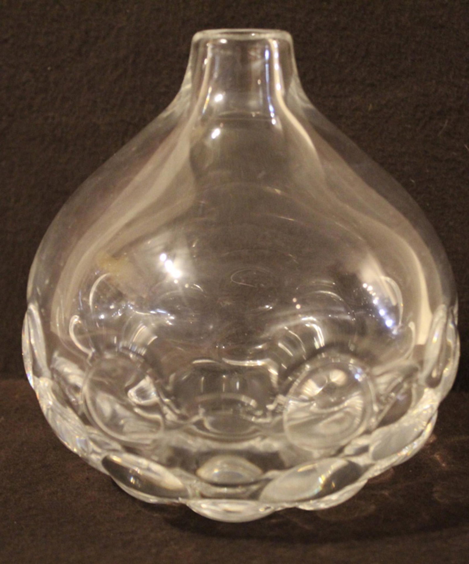 Sven Palmqvist (1928-1971) Orrefors Vase: Heavy hand blown glass with raised "bubble" design. Etched Orrefors P 4046-311 to base. 6.25" H approx.