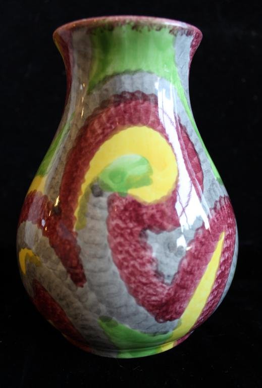 Eva Zeisel Style Mepoco Ware Germany Vase: Vintage modern Mepoco vase made in Germany. In good condition with several small glaze flakes at the mouth. Dimension approximately 6"H x 5" diameter.