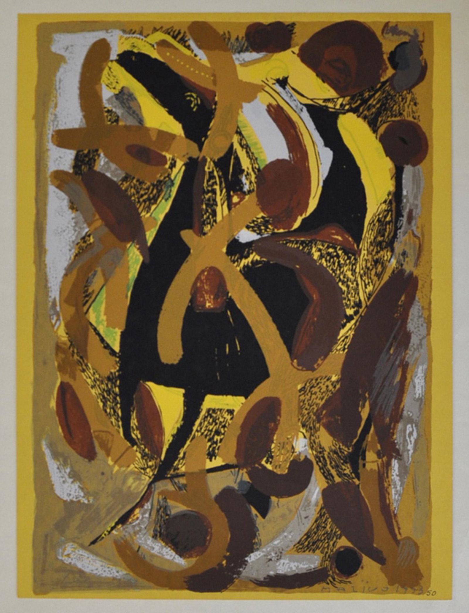 Marino Marini (1901-1980) Silkscreen / Lithograph: Lithograph by Marino Marini, from the Marino Marini portfolio, printed by Carl Schunemann, Germany, circa 1968. Printed in white ink to reverse "Carl Schunemann Verlag Dietz Offizin / Republic aus der