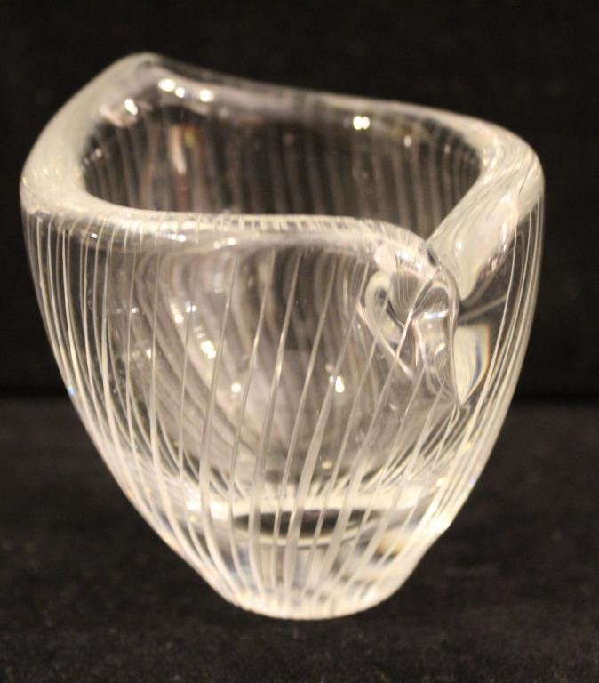 Kantarelli Vase by Tapio Wirkkala for Iittala: Small size Kantarelli line vase designed by Wirkkala in the 1950's. Etched "Tapio Wirkkala Iittala 54" to bottom. Excellent condition. 2 7/8" H x 2 7/8" dia.