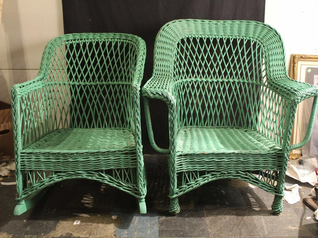 2 Antique Vintage Rattan Armchairs (1 of 3)