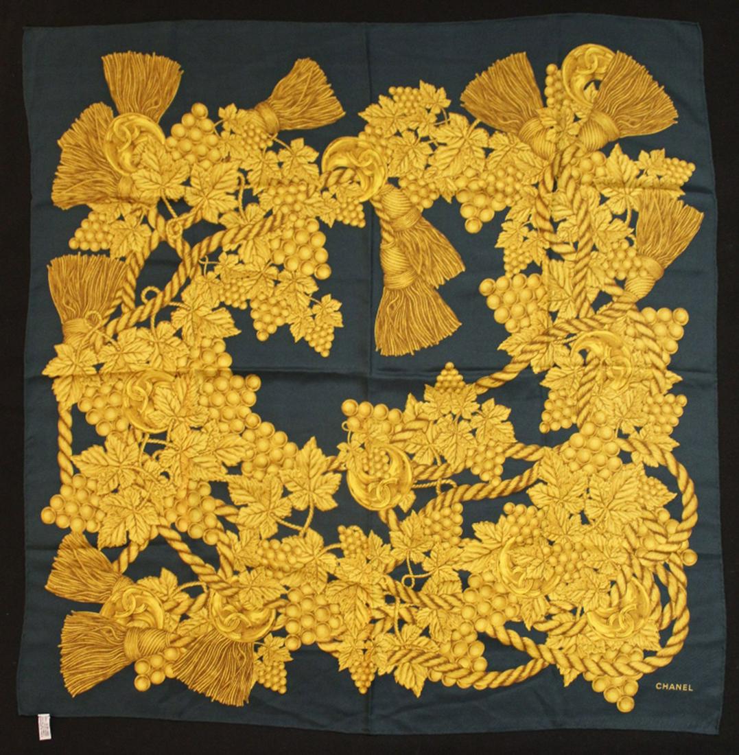 Chanel Silk Scarf Grapes and Tassel Motif (1 of 6)