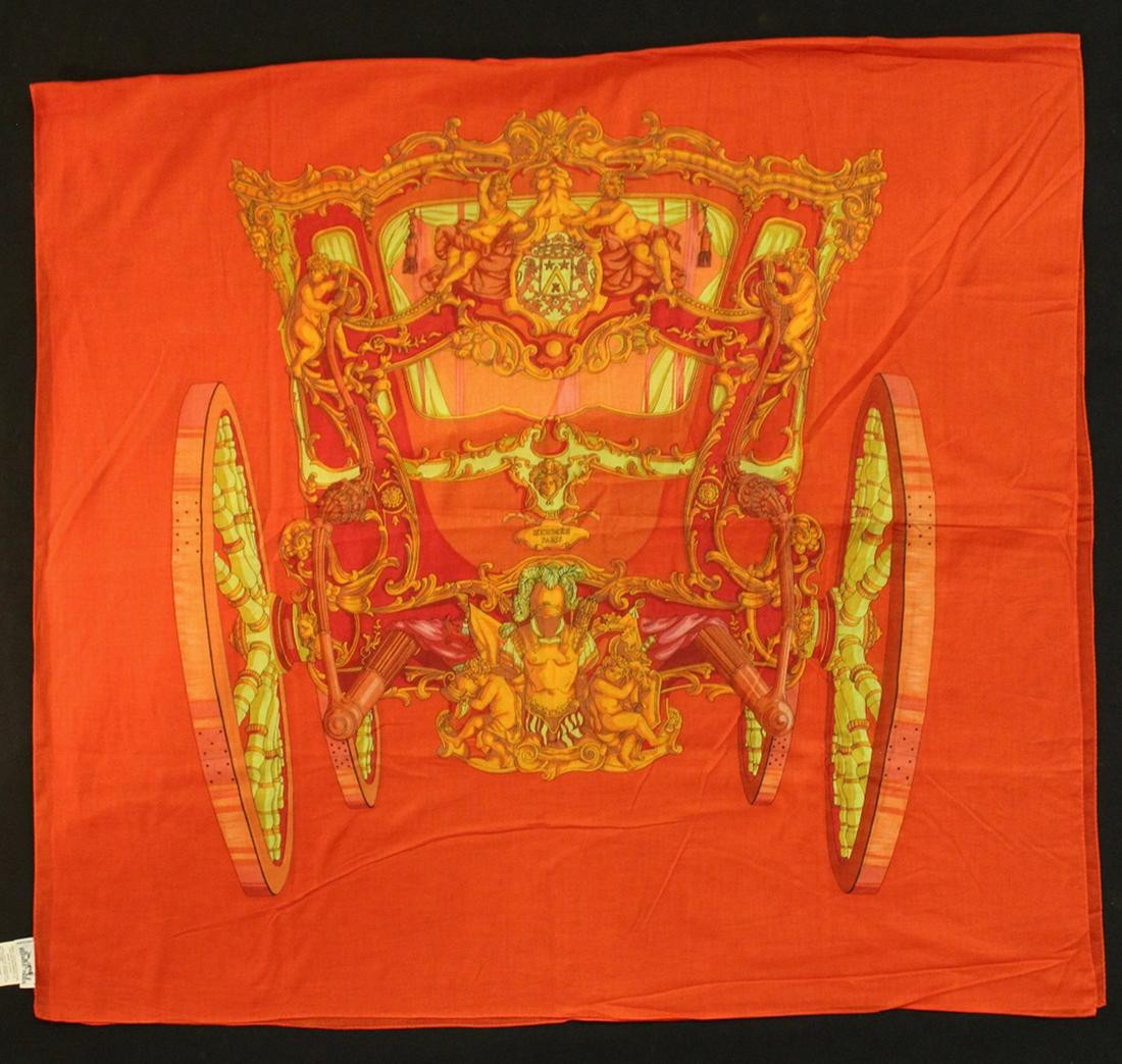 Hermes Cotton Scarf/ Shawl Baroque Coach Motif (1 of 6)