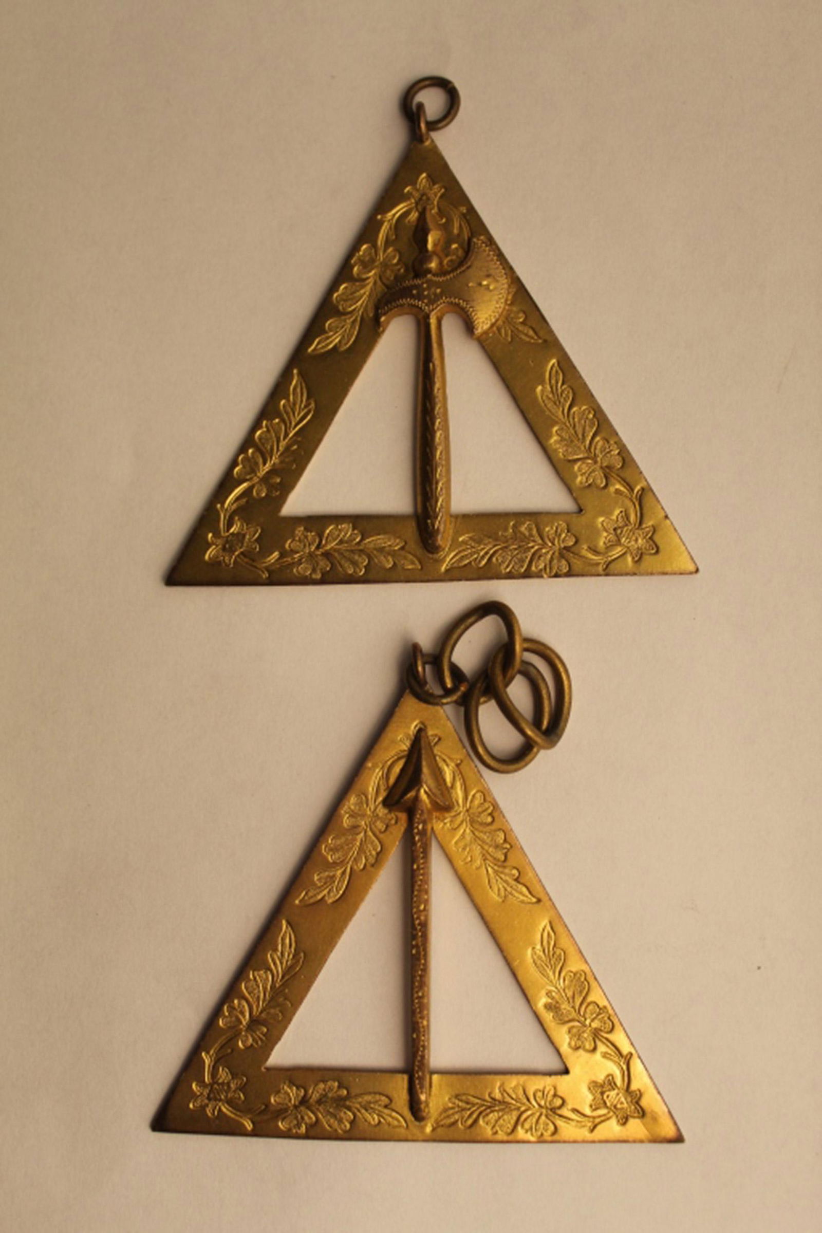 Pair Gold Triangle Odd Fellows Officers' Jewels (1 of 5)