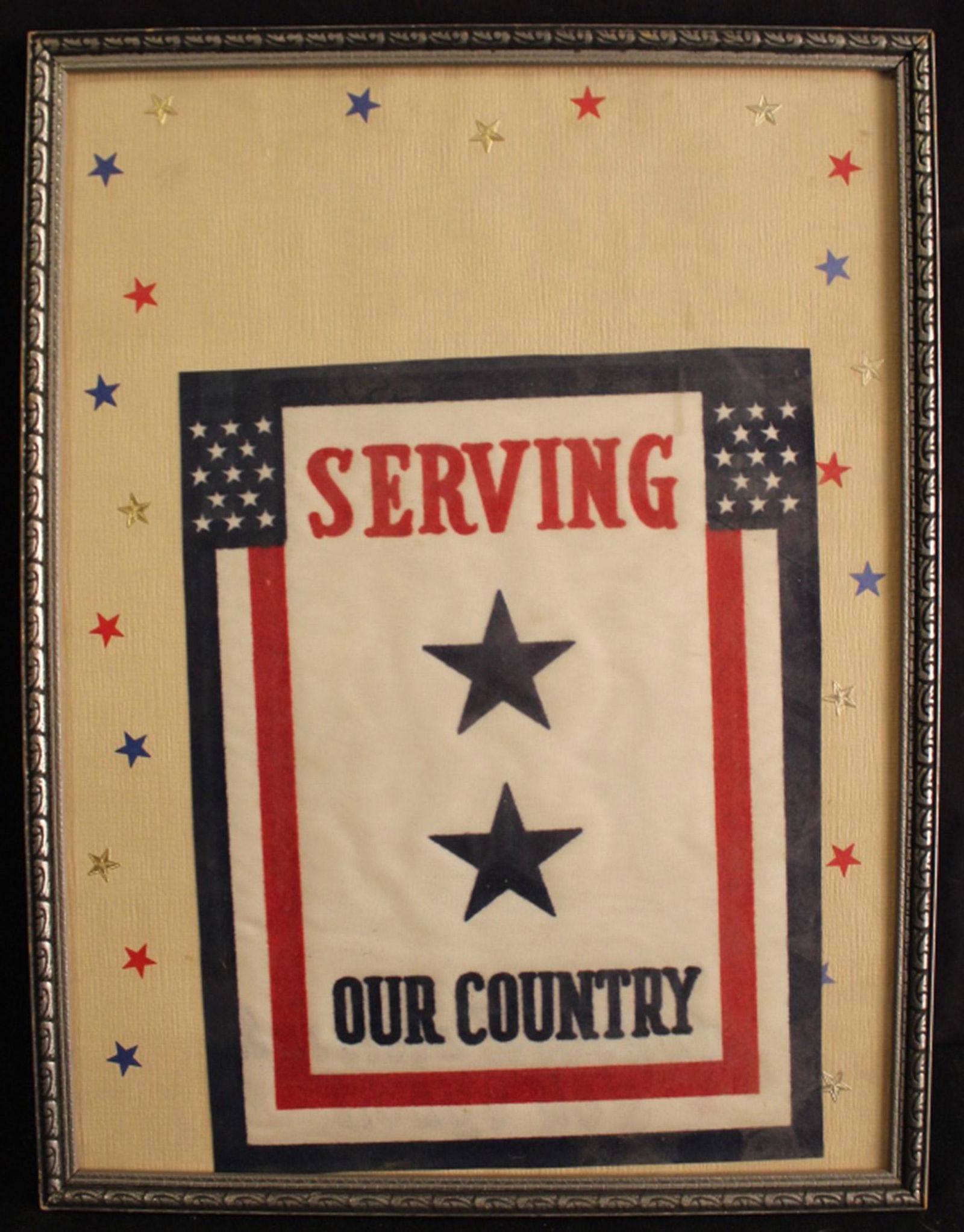 WWII Framed Two Blue Star Service Flag (1 of 5)