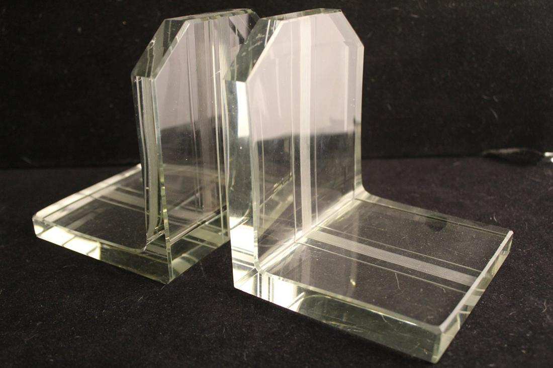 Pair Art Deco Glass Bookends (1 of 5)