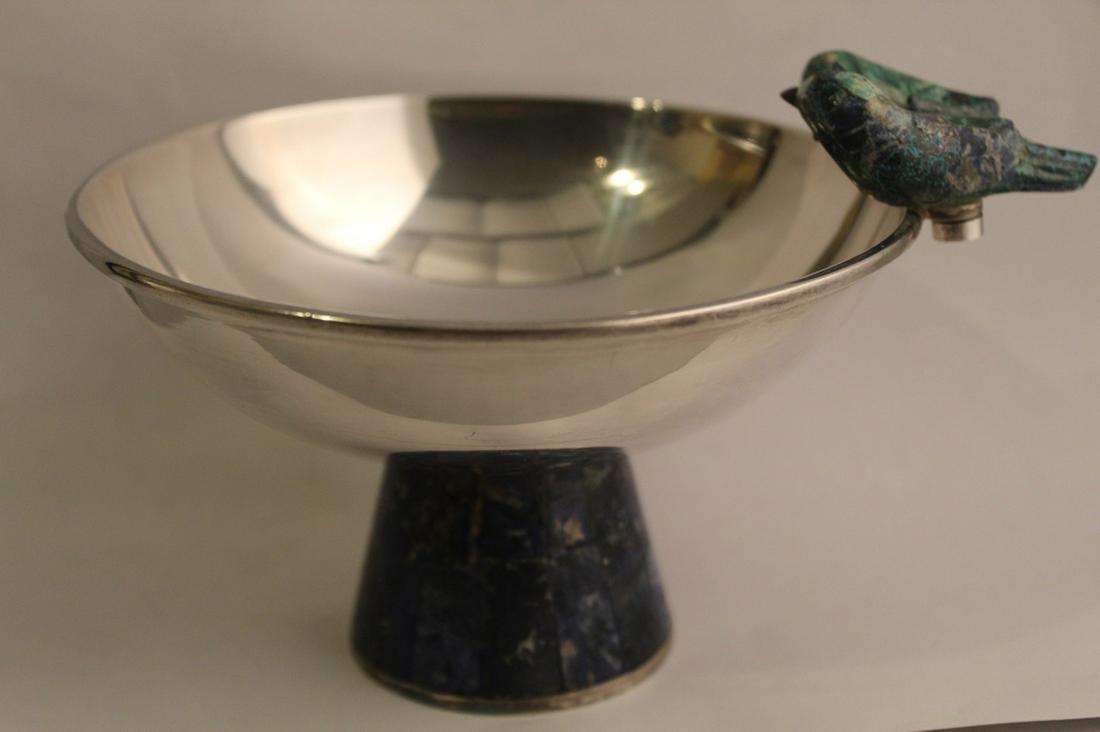 Los Castillo Taxco Inlaid Silver Plate Bird Bowl (1 of 6)