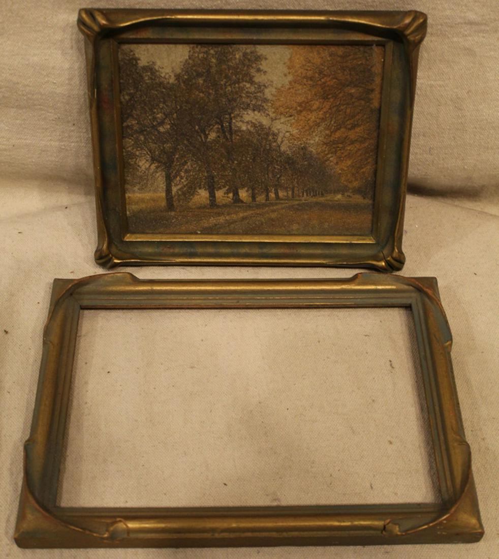 Antique Arts & Crafts Pie Crust / Bat Wing Frames: Group of 2 frames in excellent original condition; minor cracks, age patina, etc. 7" x 10" and 8.25" x 6.75". Early 20th C.