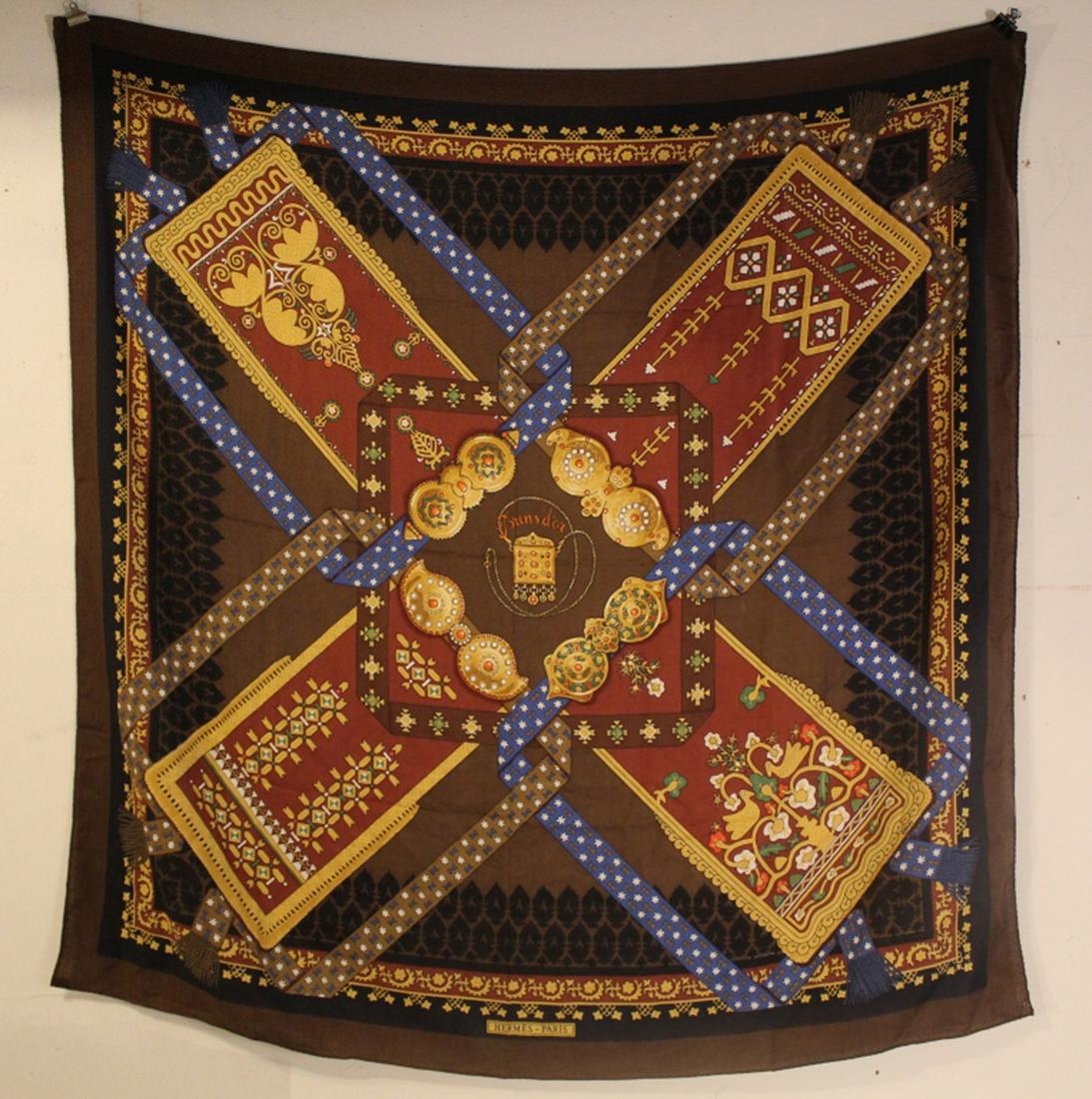 Hermes Brins d'Or Cashmere / Silk Shawl Scarf (1 of 8)