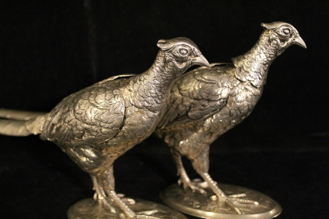 Pair Vintage Italian 800 Silver Pheasants (1 of 5)