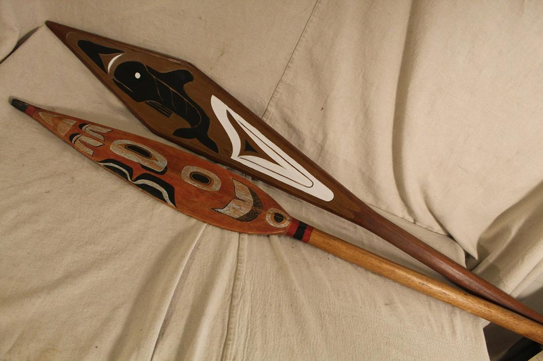 Native American Style Carved Wood Paddles (1 of 1)
