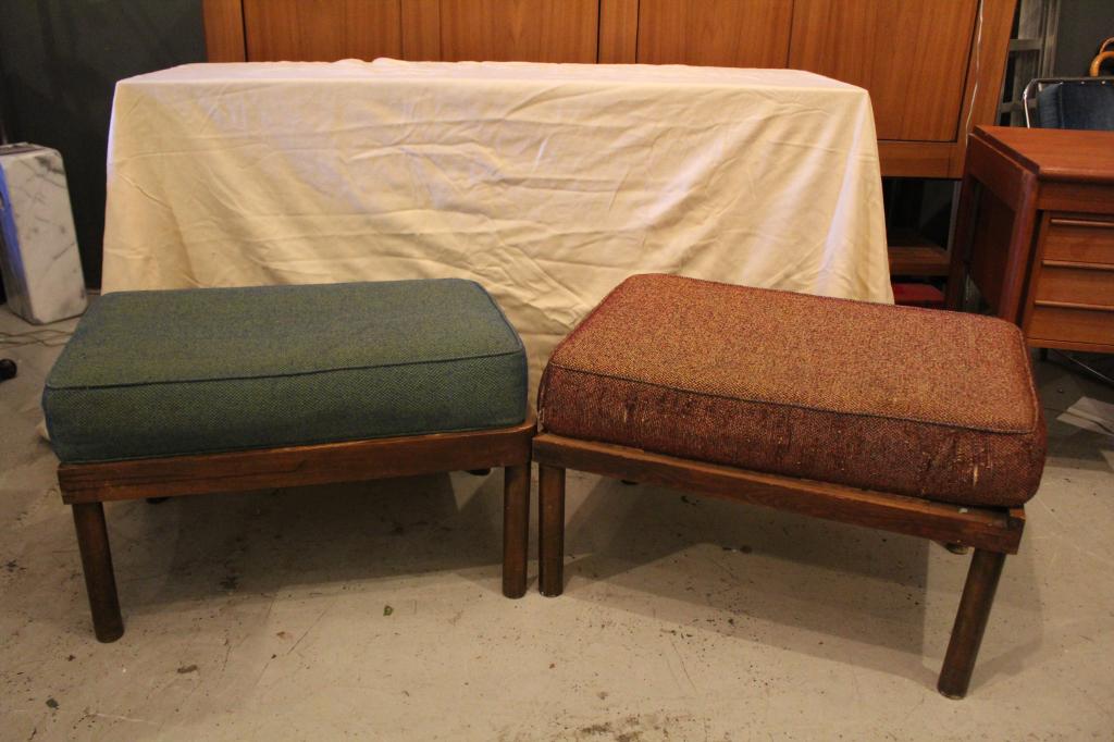 Pair Victor Gruen (Aust. 1903-80) Benches: Pair upholstered benches designed by architect Victor Gruen for an apartment in Vienna, 1932.30" x 20.5" x 18"h.