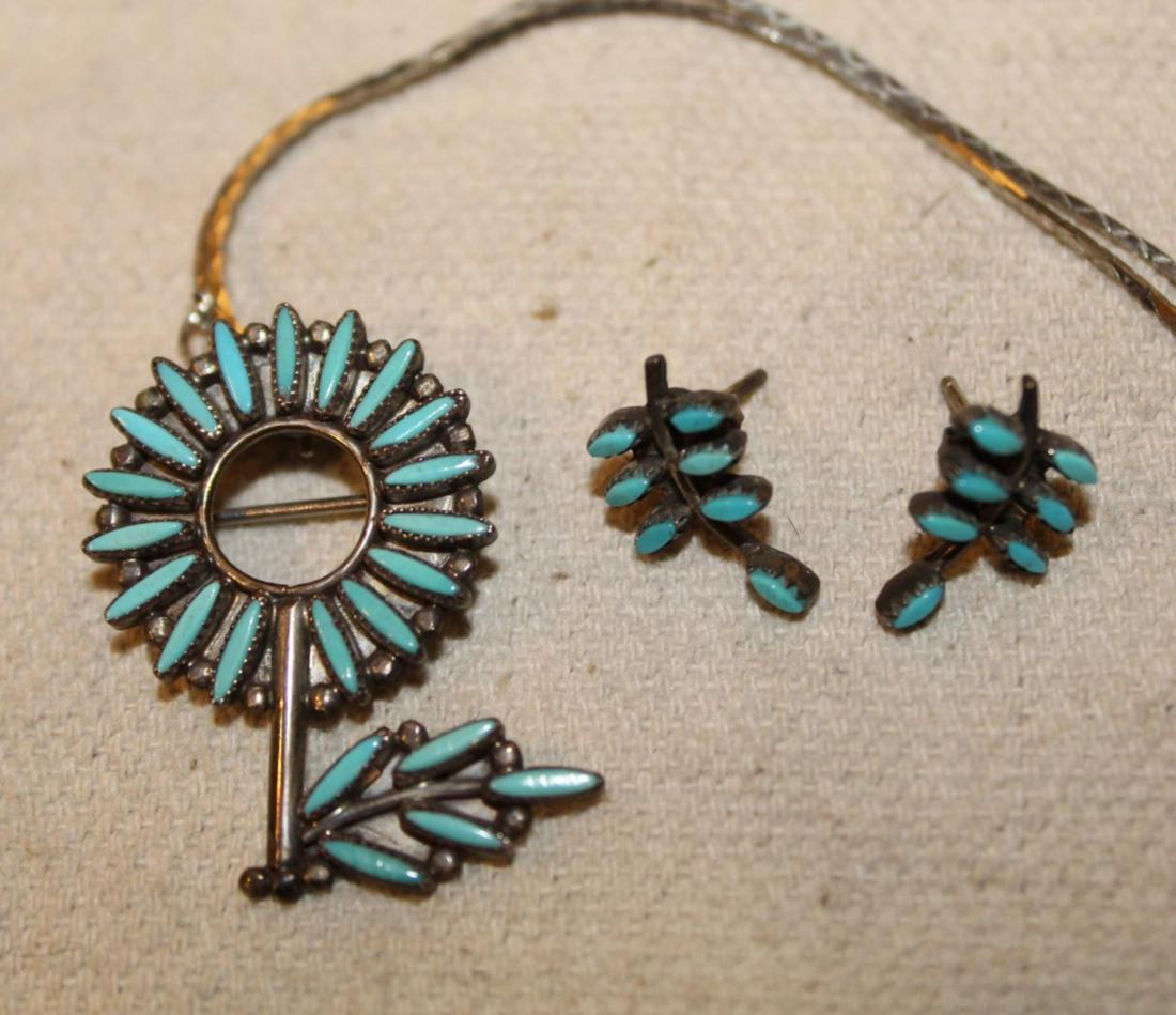 Zuni Sterling Petit Point Turquoise Jewelry (1 of 4)