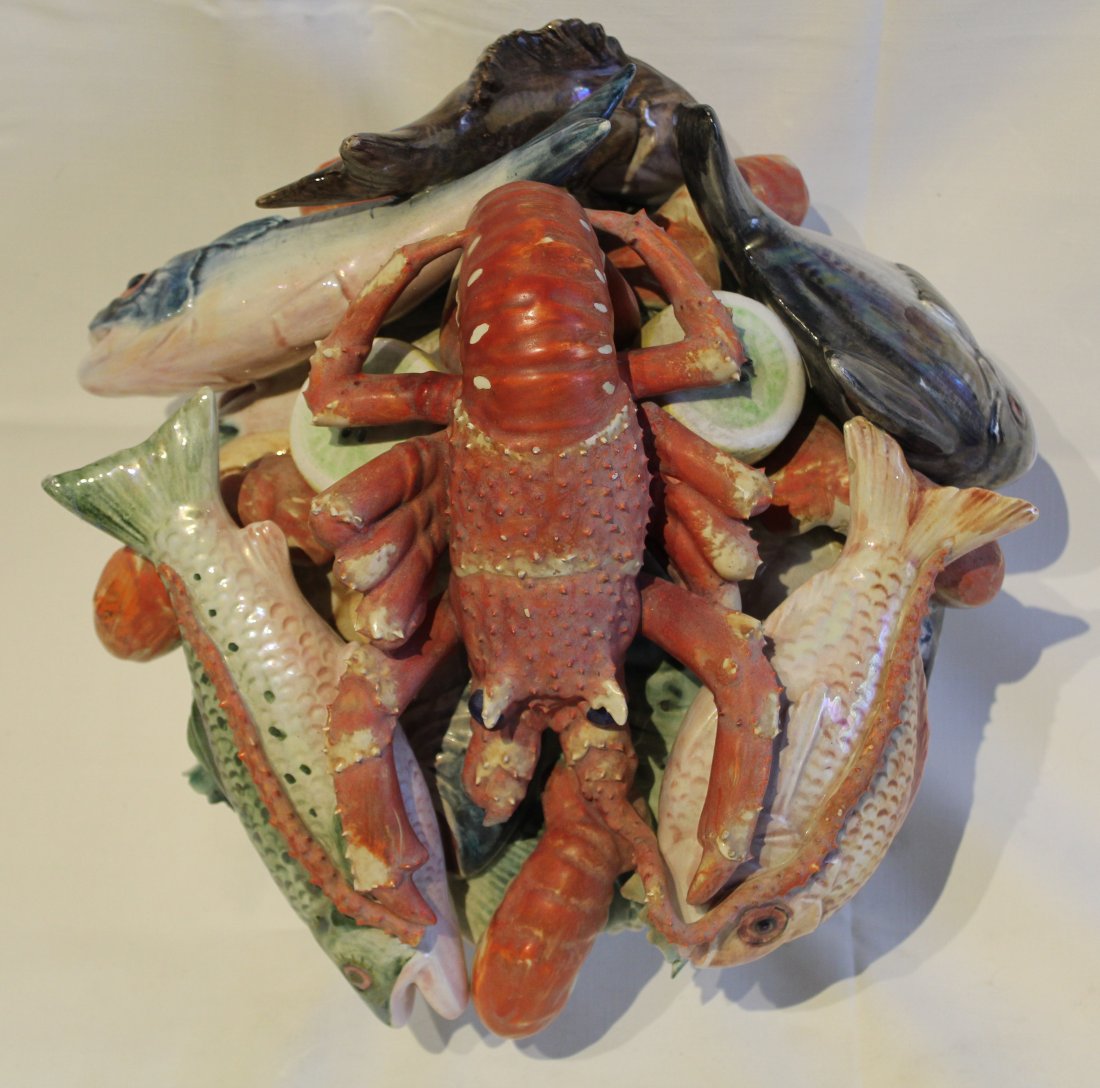 Vintage Palissy Style Majolica Lobster Seafood Basket (1 of 11)