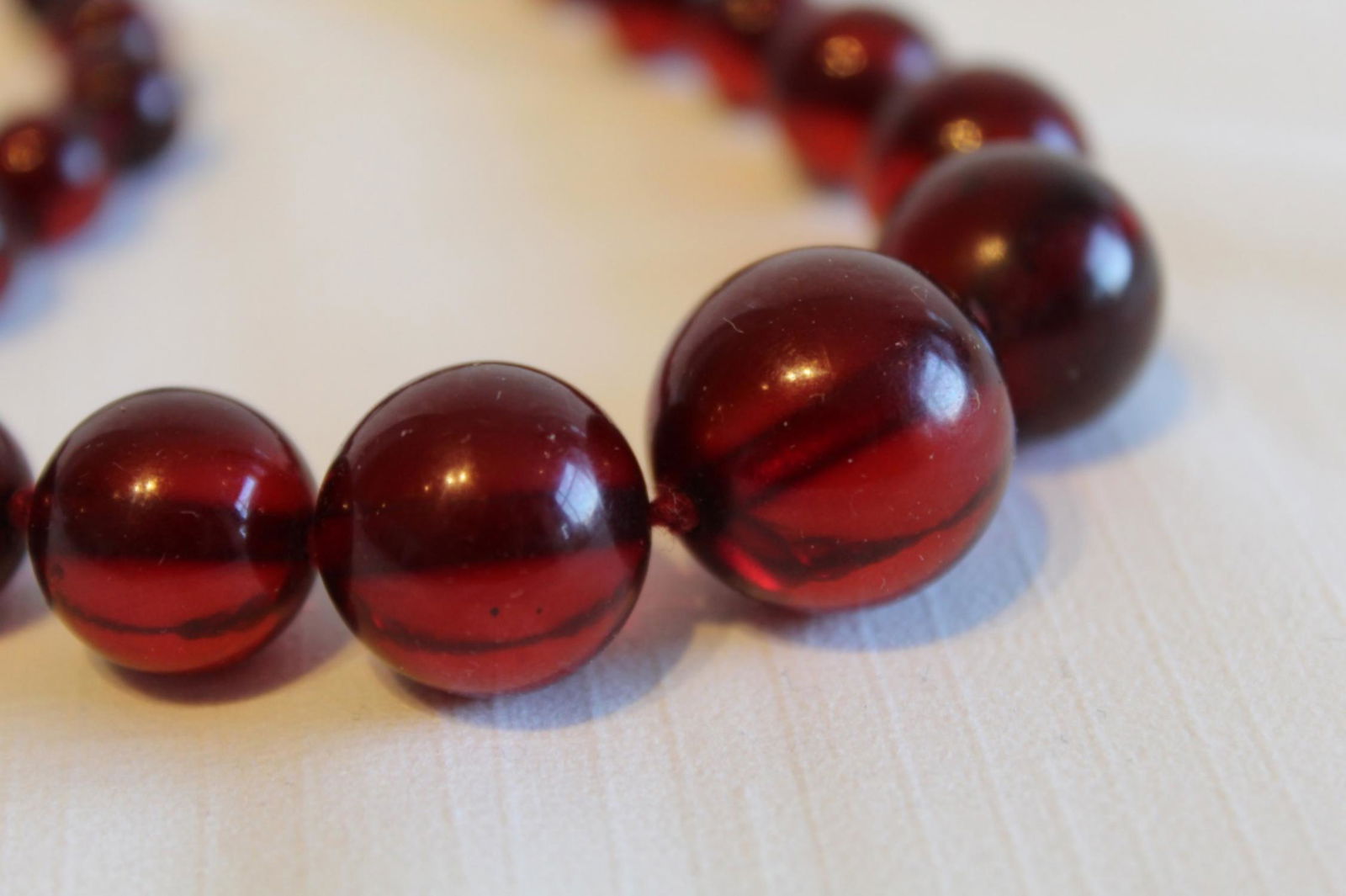 Cherry Amber Bakelite Bead Necklace (1 of 5)