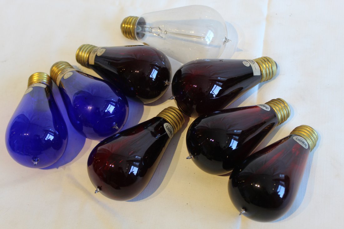 Antique Edison Red Cobalt Blue Clear Light Bulbs (1 of 12)