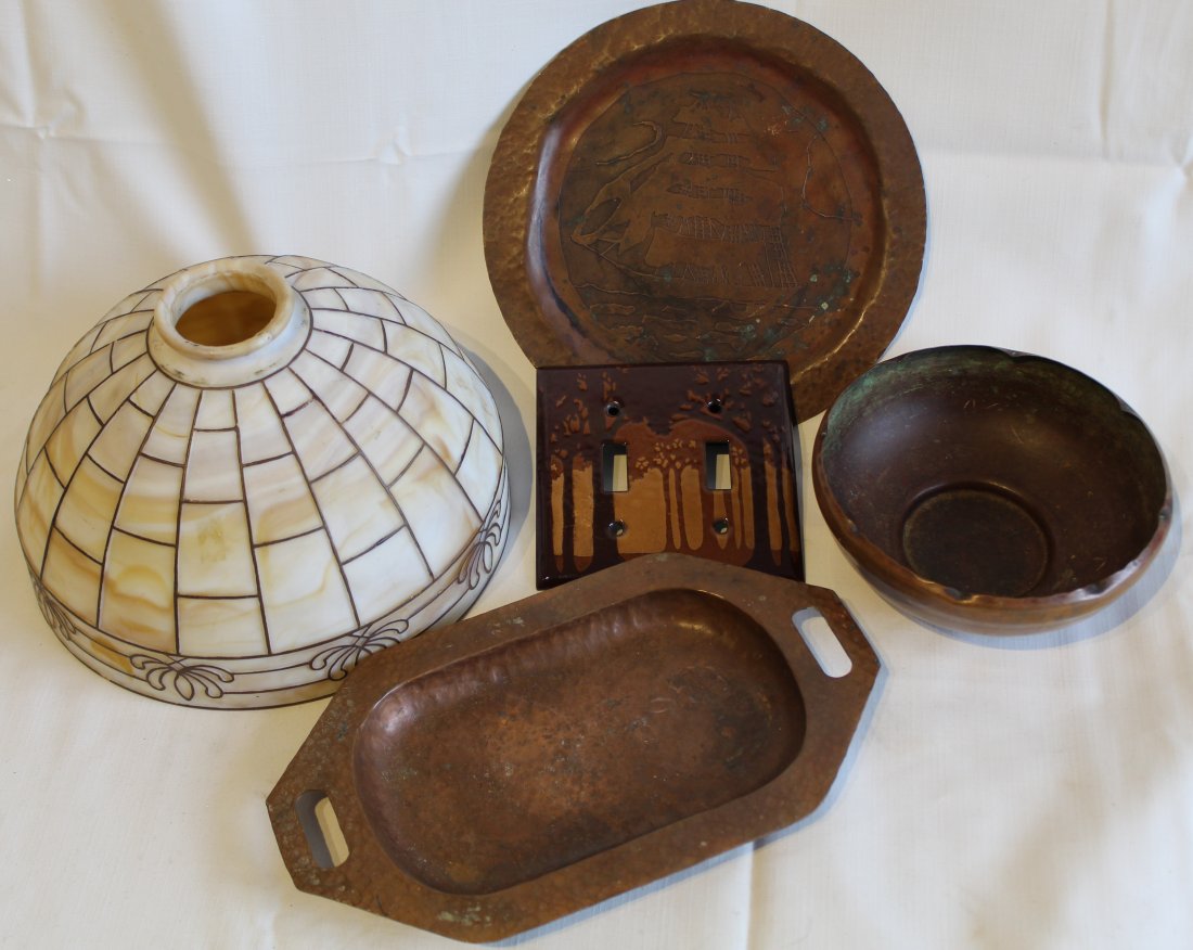 Arts & Crafts Glass Shade / Switch Plate / Copper (1 of 7)