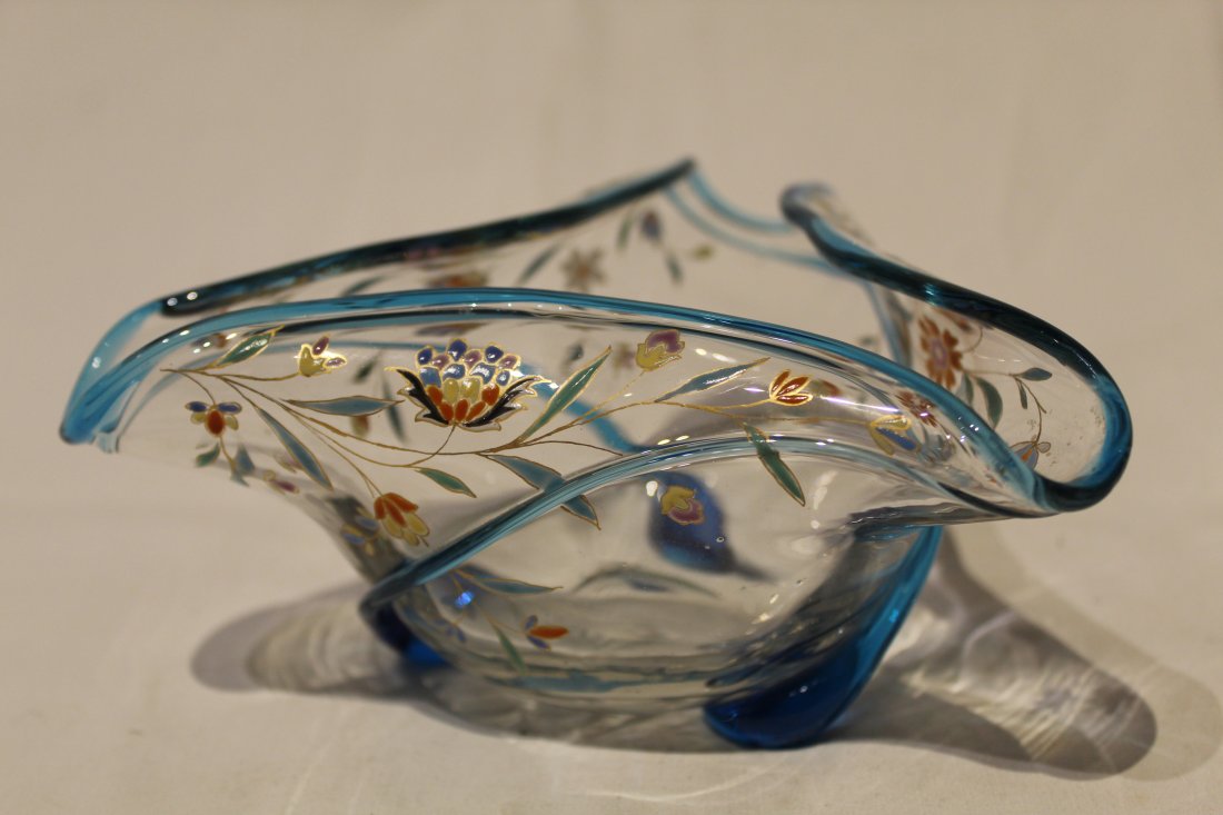 Bohemian Art Nouveau Enameled Glass Bowl (1 of 7)