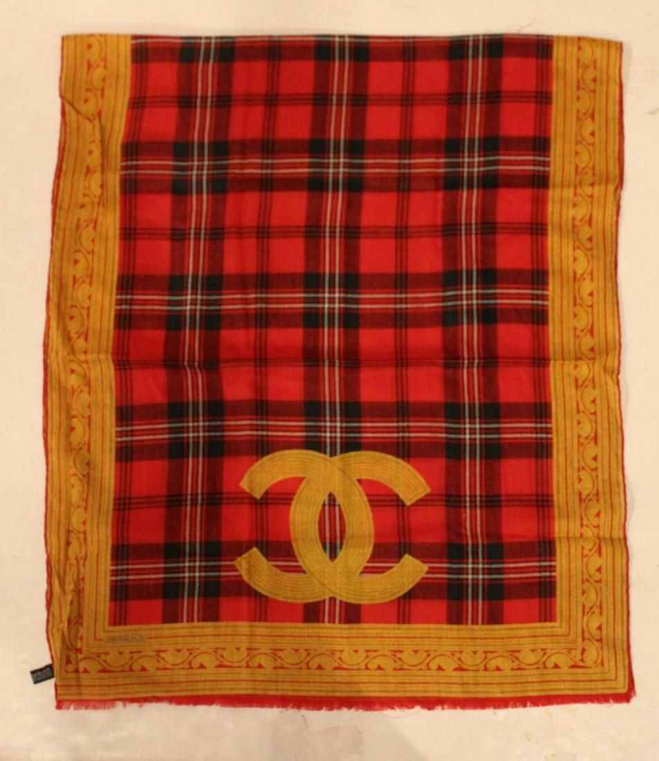 Chanel Silk and Cashmere Tartan Plaid Scarf (1 of 5)