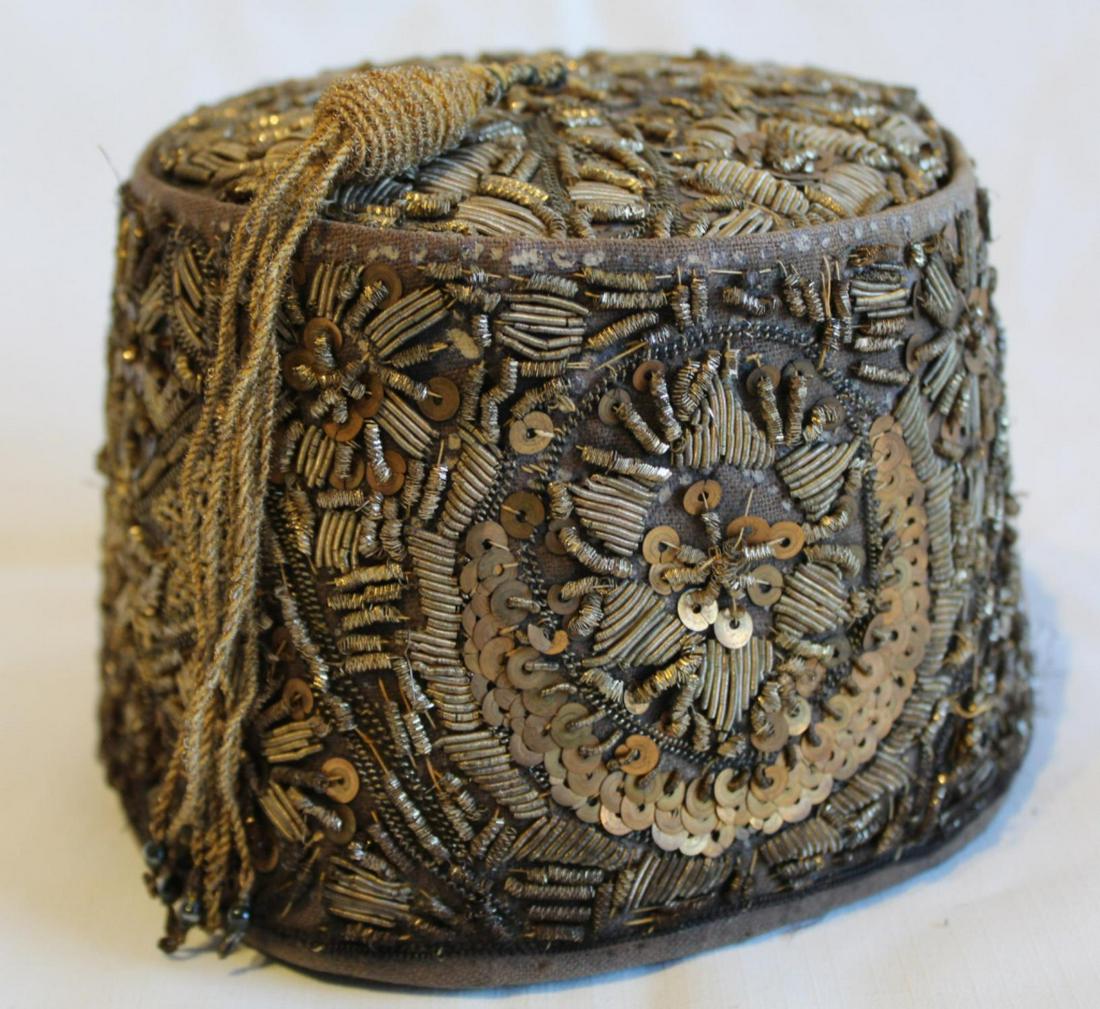 Antique Zardozi Embroidery Fez Hat (1 of 6)