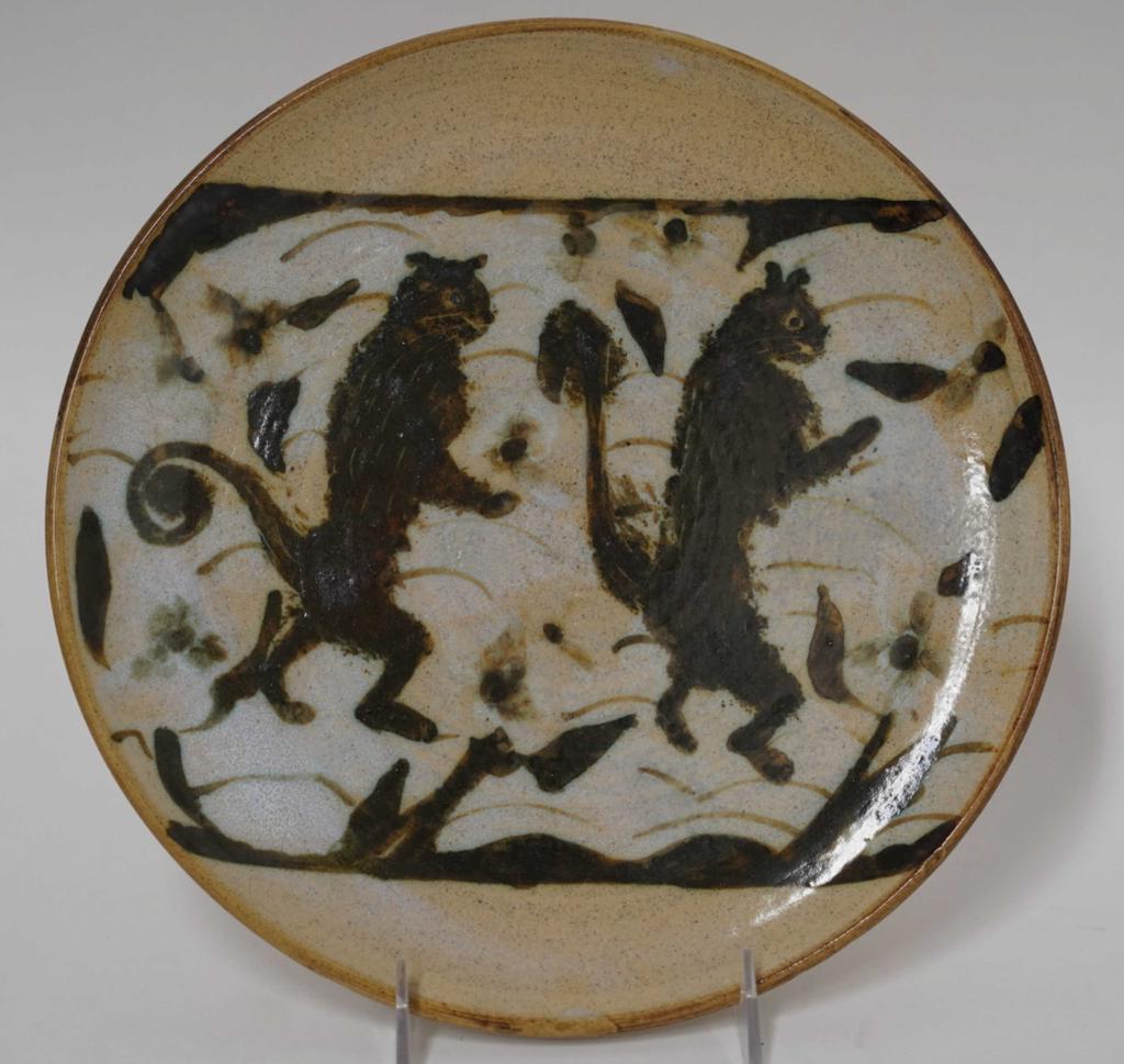 Vintage Artist Stamped Studio Art Pottery Plate (1 of 3)