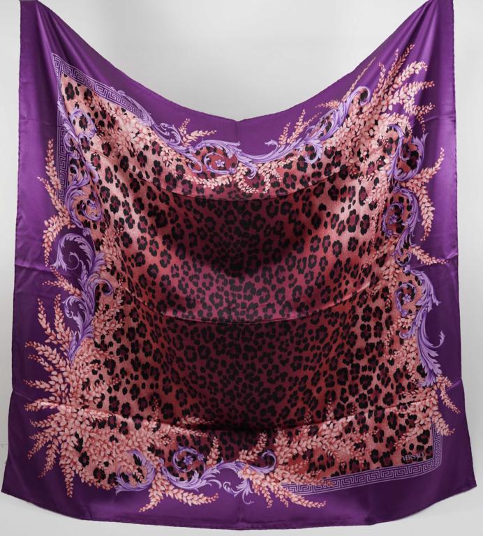 Versace Leopard Print Silk Scarf (1 of 3)
