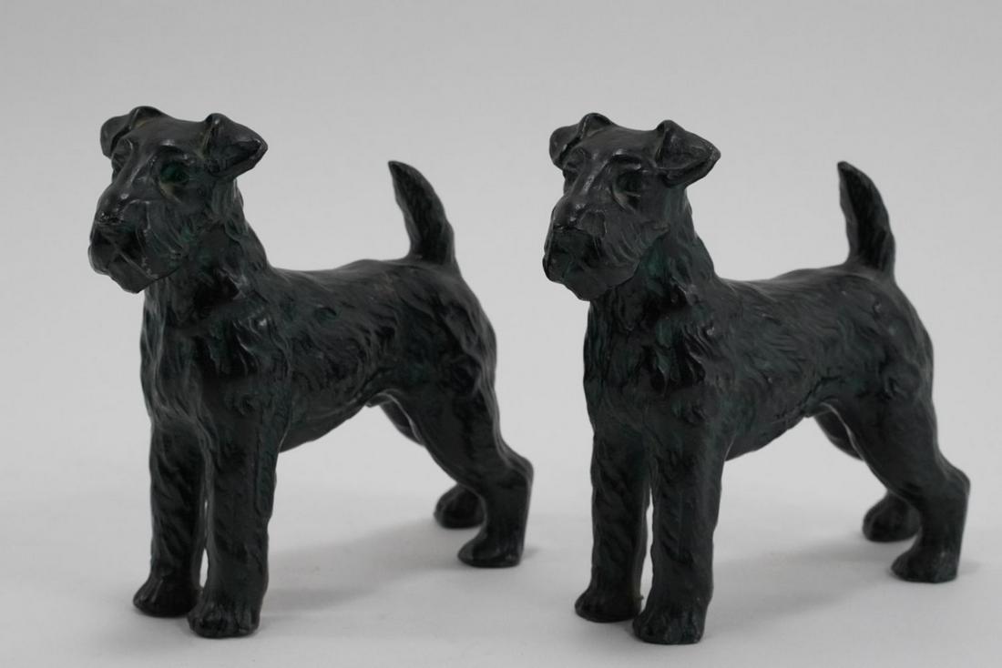 Pair Cast Metal Fox Terrier Dog Figurines (1 of 4)