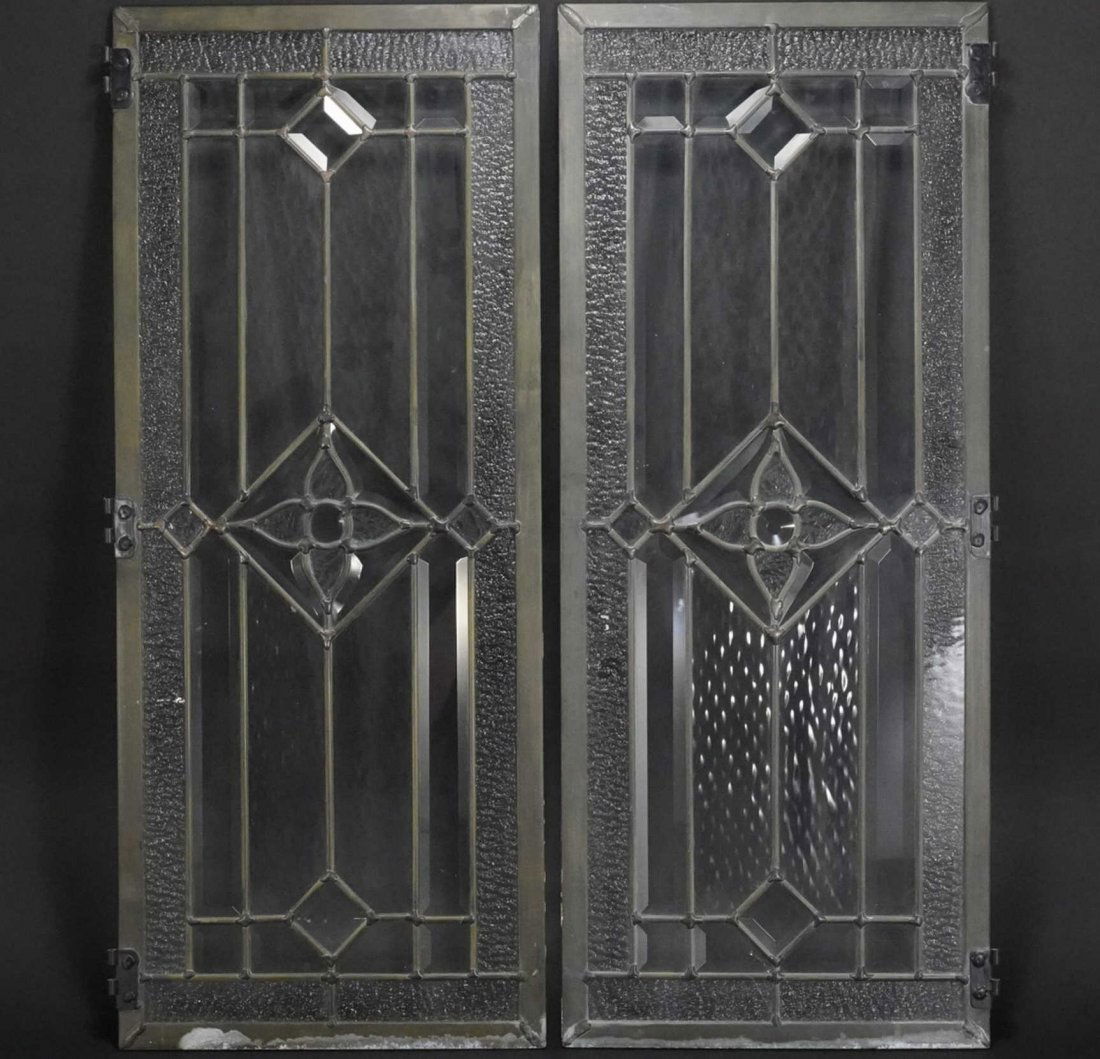 Pair Leaded & Beveled Glass Windows (1 of 6)