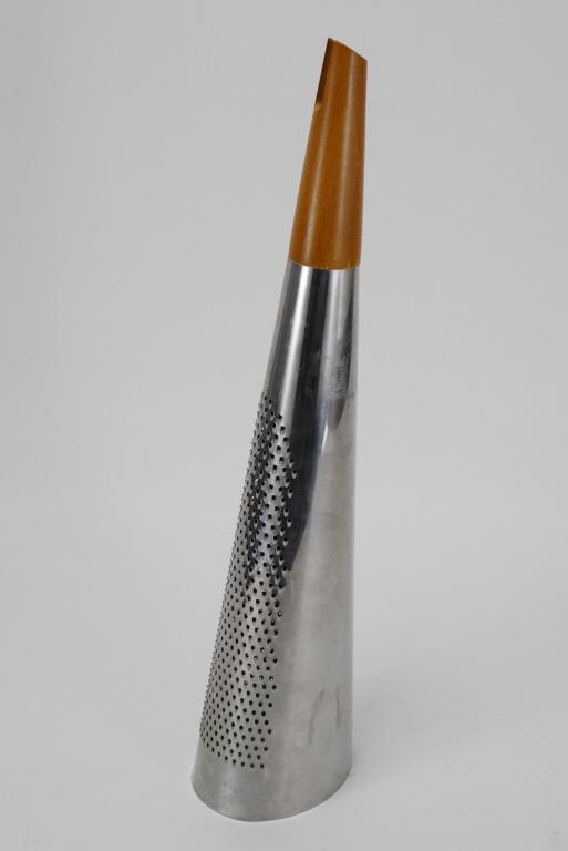 Alessi TODO Giant Cheese Grater: Designed by Richard Sapper. Chromed cone with beech wood handle. Marked ALESSI AISI 430 RICHARD SAPPER 2004. Very good condition with light signs of use. 18" H.