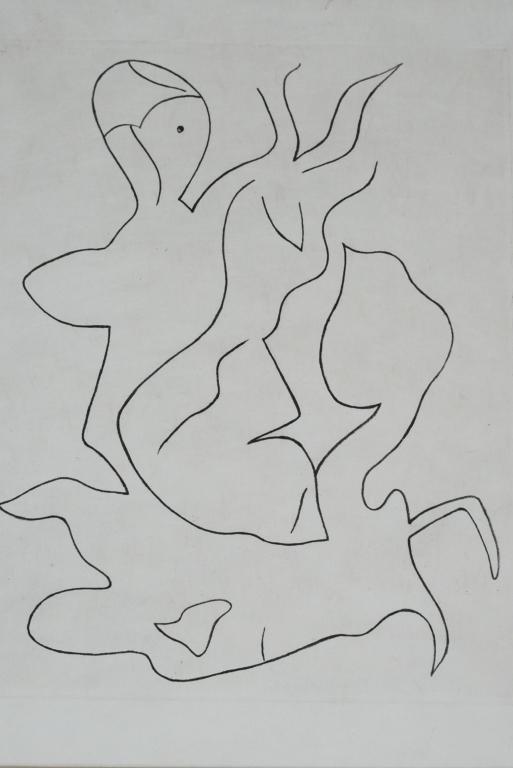 Jean Hans Arp Etching for Paroles Peintes 1965: Jean Hans Arp (1887-1966, France) etching for the deluxe limited edition "Paroles Peintes II" portfolio, published in Paris by Lazar-Vernet, 1965. One of an edition of 150 printed on Johannot wove pap