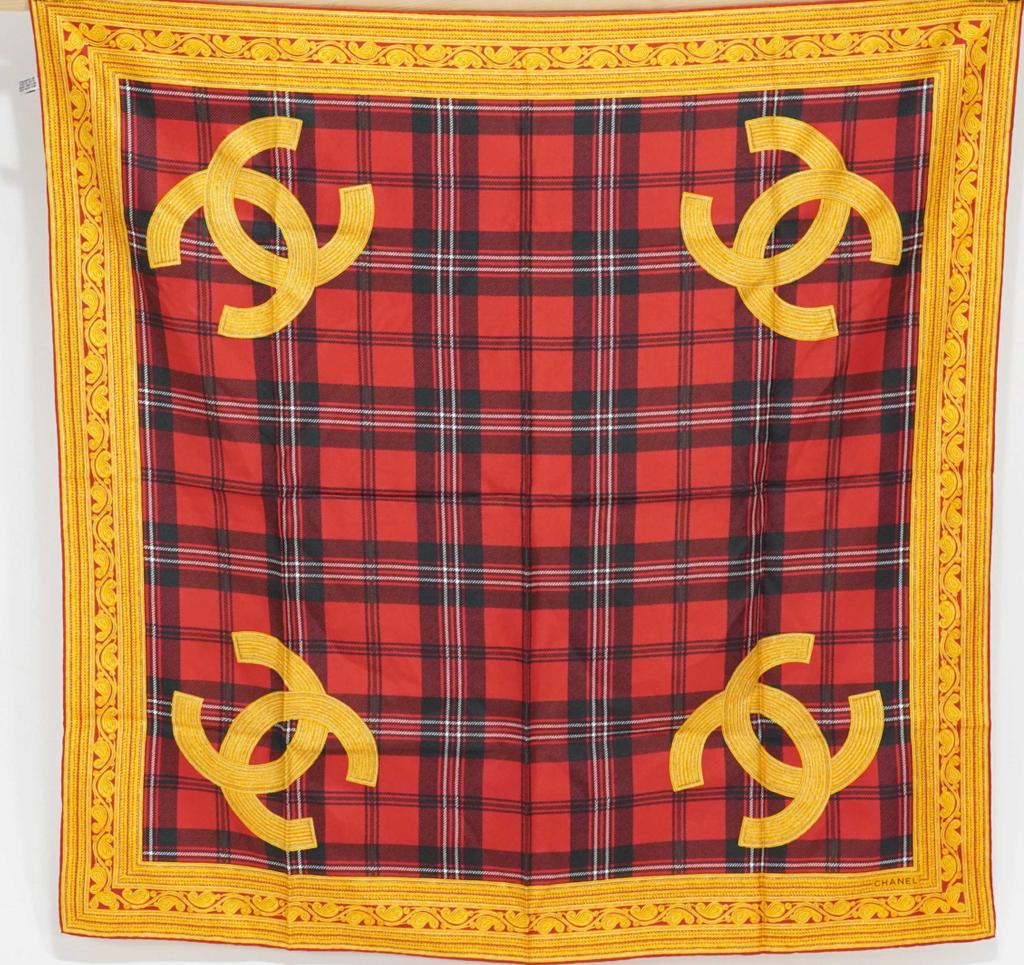 Chanel Tartan Plaid Design Silk Scarf (1 of 5)