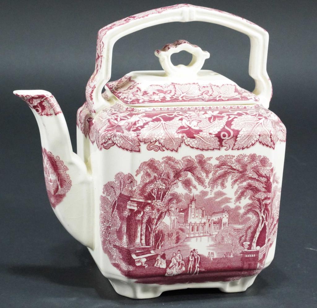 Masons England Vista Red Transferware Teapot