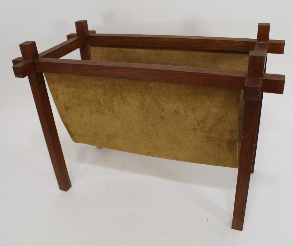 Skjode Skjern Denmark Teak Suede Magazine Holder (1 of 5)