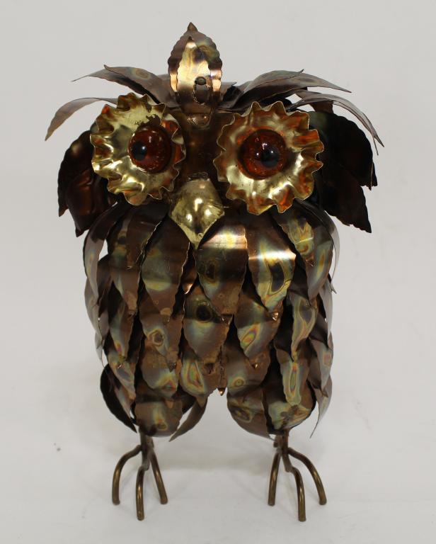 Mid Century Modern Brutalist Owl Metal Sculpture (1 of 6)