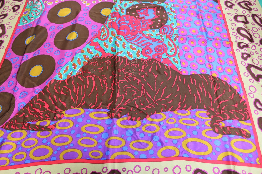 Large Escada Tiger & Leopard Print Silk Scarf (1 of 6)