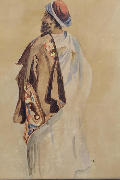 1909 Signed Orientalist Watercolor on Paper (1 of 6)