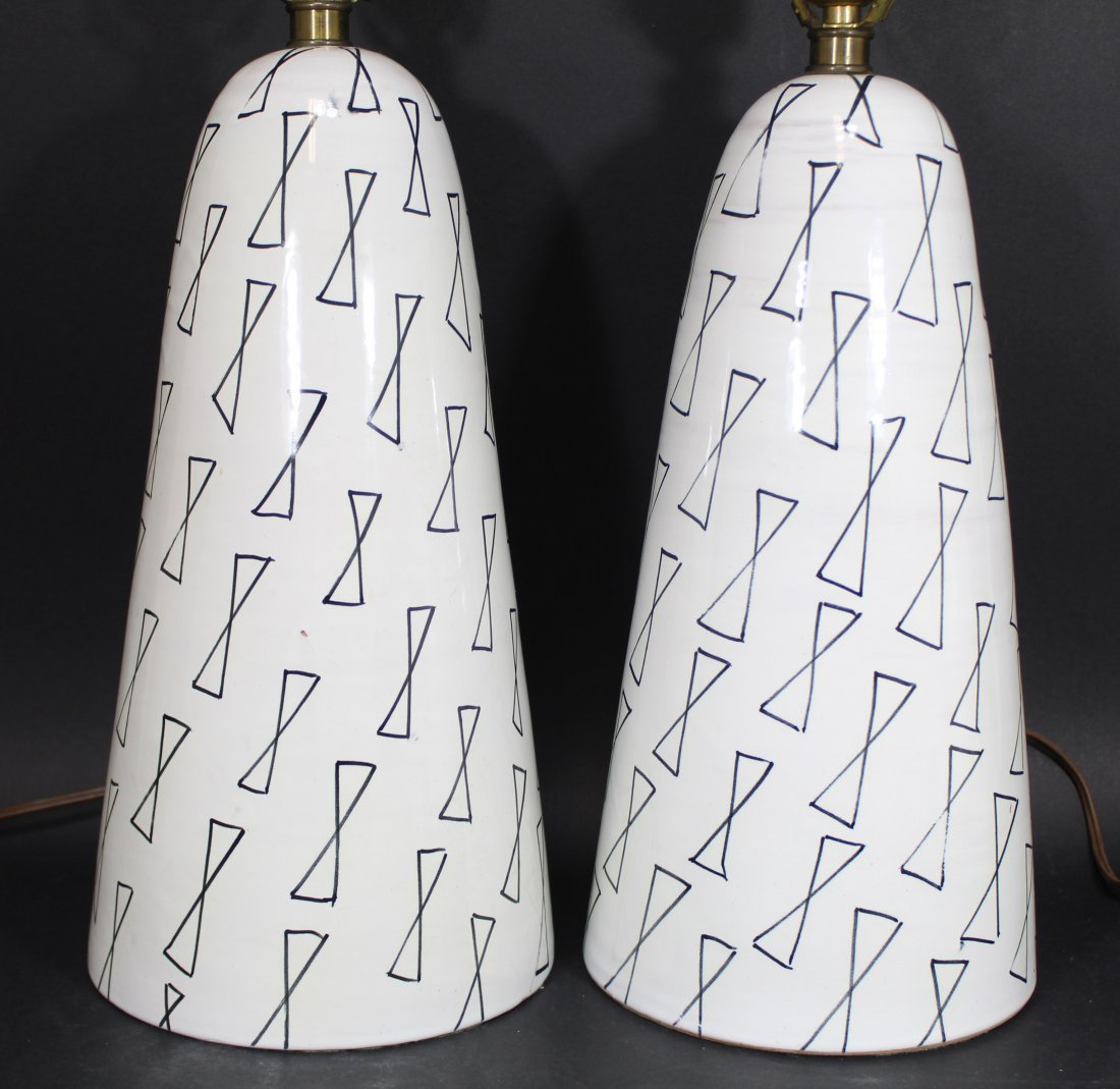 Pair Mid Century Italian Art Pottery Lamps (1 of 11)