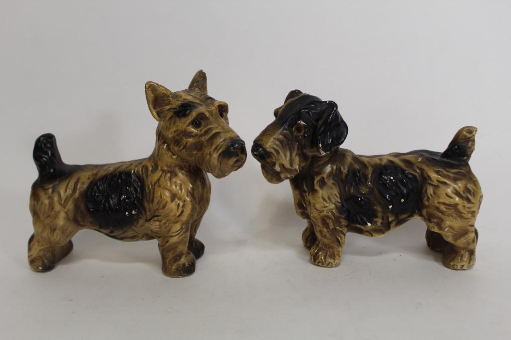 Pair Vintage Plaster Chalkware Scottie Dogs (1 of 6)