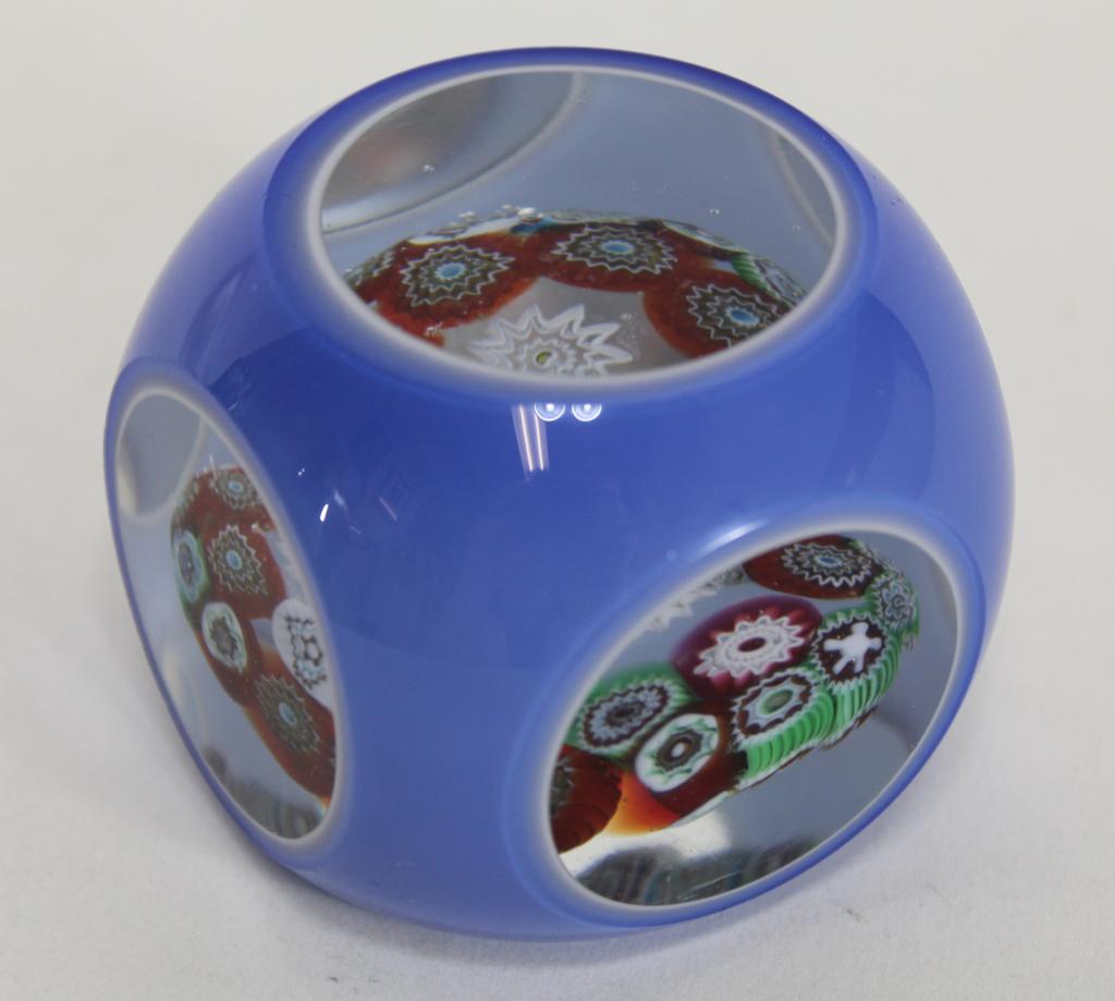 Murano Cased & Milliefiori Glass Paperweight (1 of 6)